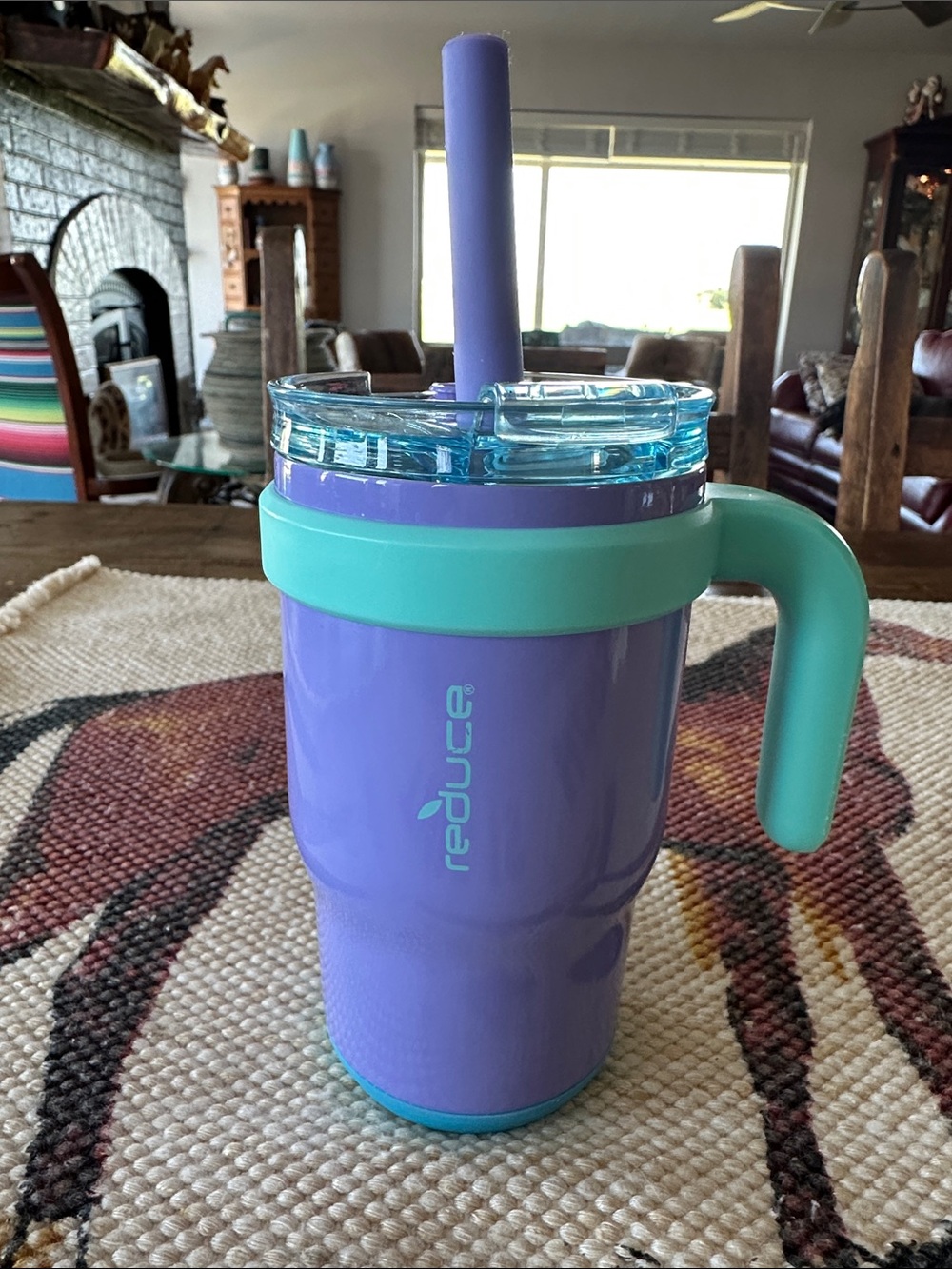 Reduce Insulated Tumbler Cup in Lavender with Teal Handle